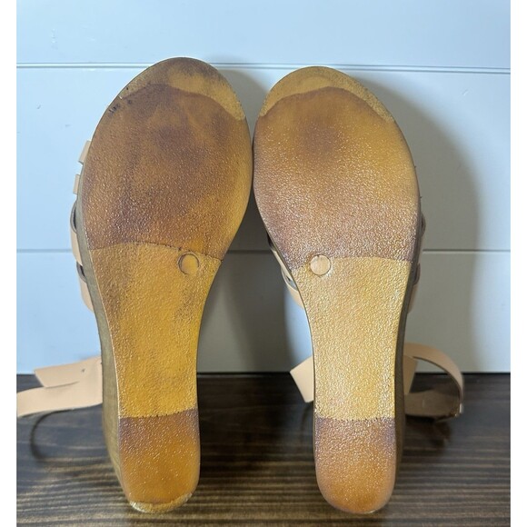 Seychelles Tan High Low Vacchetta Leather Platform Wedge Sandals Women's 8.5‎ - Picture 12 of 14
